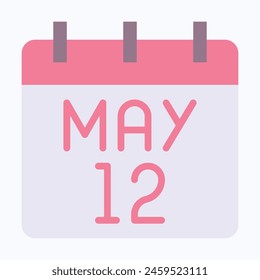 12 May Mother's Day Calendar Vector Icon, Flat Style Isolated Vector Icon.