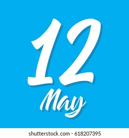 12 may, text design. Vector calligraphy. Typography poster. Usable as background.