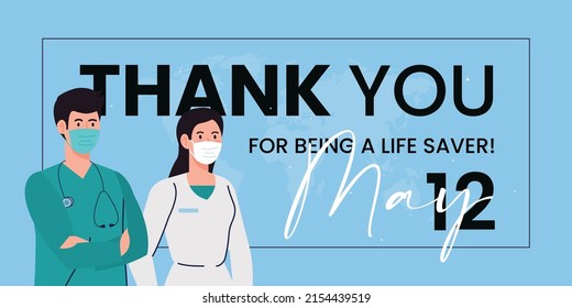 12 May. Thank you Nurses. International Nurse Day background.. vector illustration