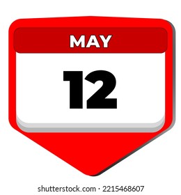 12 May Vector Icon Calendar Day. 12 Date Of May. Twelfth Day Of May. 12th Date Number. 12 Day Calendar. Twelve Date. World Fibromyalgia Awareness