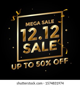 12 12 Mega Sale Christmas Winter Shopping Poster Web Banner Design Vector