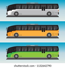 12 Meter Low floor Bus Vector in Blue sky Bacground