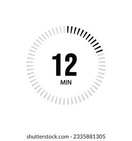 12 Minuten Timer-Uhr. 12 Minuten Stoppuhr Symbol Countdown Zeit digitale Stopp Chronometer.