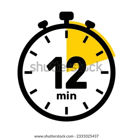 12 Minutes Analog Clock Icon white background .