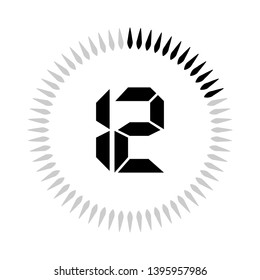 The 12 minutes or seconds, stopwatch vector icon, digital timer. clock and watch, timer.