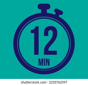 12 minutos. Icono de vector Stopwatch. Vector con temporizador de programación para citas y tareas