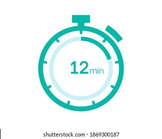 Icono de temporizador de 12 minutos, temporizador digital de 12 minutos. Reloj y reloj, temporizador, cuenta atrás