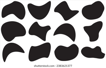 12 Modernes Bauchform abstrakte Elemente Grafik-Flachstil-Design Fluid Vektorgrafik Set. 