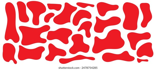 12 Modern liquid irregular blob shape abstract elements graphic flat style design fluid vector illustration set.