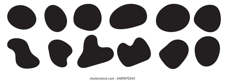 12 Moderno líquido irregular forma de mancha abstracta Elementos gráfico estilo plano diseño fluido conjunto de Ilustración vectorial. EPS 10
