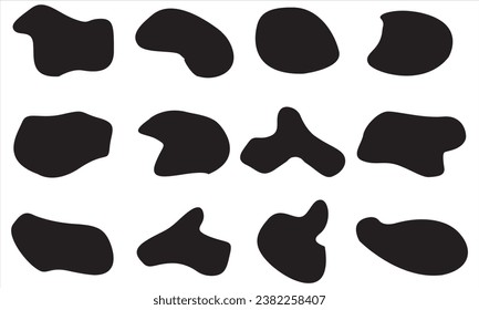 12 Diseño de estilo plano gráfico de elementos abstractos de forma de blob orgánico moderno. Ilustración del vector