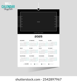12 month 2025 wall vector calendar design for any kind of use
