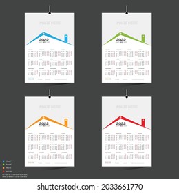 12 month 4 color vector 2022 calendar design for any kind of use