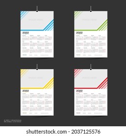 12 month 4 color vector 2022 wall calendar design for any kind of use