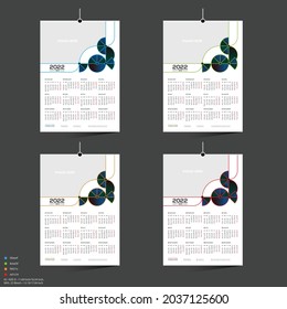 12 month 4 color vector 2022 wall calendar design for any kind of use