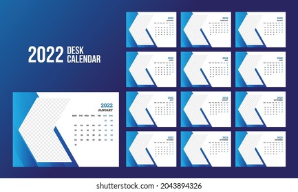 12 Month Desk Calendar 2022 Template