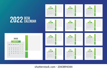12 Month Desk Calendar 2022 Template