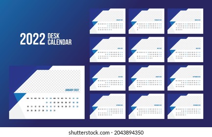 12 Month Desk Calendar 2022 Template