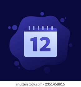 12 month icon with a calendar, vector design