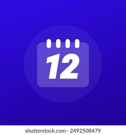 Icono de 12 meses con un calendario, diseño de Vector