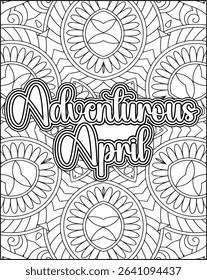 12 Month Name Quote Coloring Page. Monthly Name Motivational Quote Coloring Page
