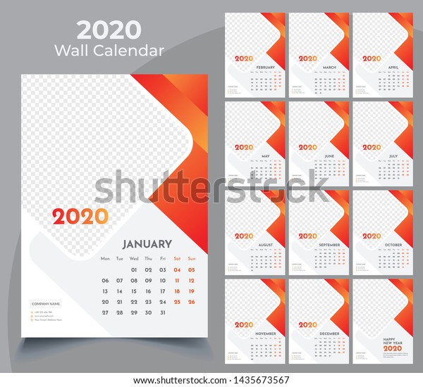 12 Month Wall Calendar Design 2020 Free Download Vector Psd And Stock Image