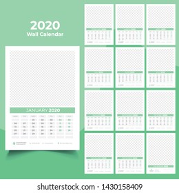 12 month wall calendar design 2020 template