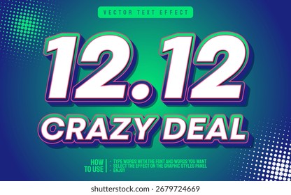 12 12 Efecto de texto editable de crazy deal mensual