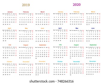 12 months Calendar Design 2019-2020 printable and editable.