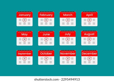 12 Months Calendar flat Icon
