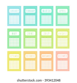 12 Months Calendar Templates Printable Can Stock Vector (Royalty Free ...