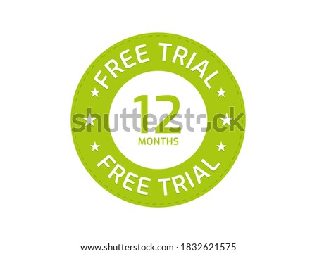 12 Months Free Trial stamp, 12 Months Free trial badges