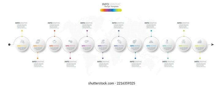 12 Months modern Timeline diagram calendar, Infographic template for business. 
