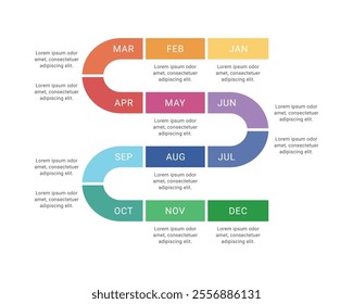 12 Months Timeline Diagram Template Infographic