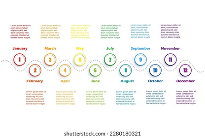 12 Months Timeline Infographic Image Vector