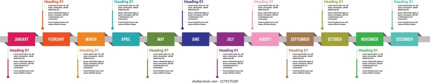 12 Months Timeline | PowerPoint 1 Year Timeline Layout