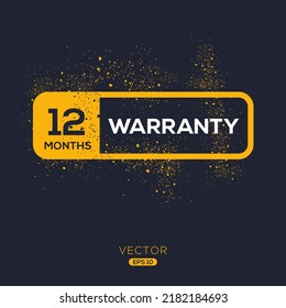 (12 months warranty) seal stamp, vector label.