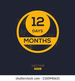 (12 months warranty) seal stamp, vector label.