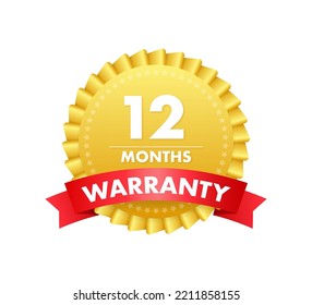 12 months warranty. Support service icon vector stock illustration