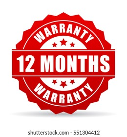 12 Months Warranty Vector Icon On White Background