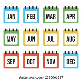 12 months of the year on white background
