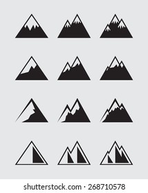 12 Mountain icons black