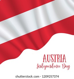 12 November, Ausrtia Independence Day background in national flag color theme. Celebration banner with waving flag. Vector illustration