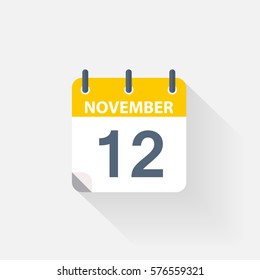 12 november calendar icon on grey background