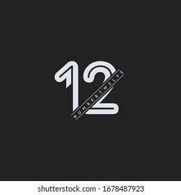 12 number design abstract elegant letter design icon vector