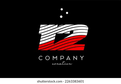 12 number logo with red white lines and dots. Corporate creative template design for company and business