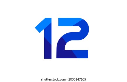 12 Number Modern Flat Blue Logo