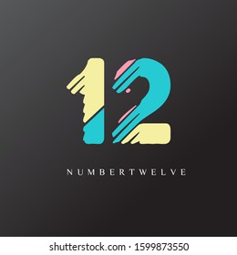 12 number scratch design letter logo