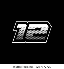 12 Number Speed Logo Design Template Inspiration, Vector Illustration For Sticker, Racing.