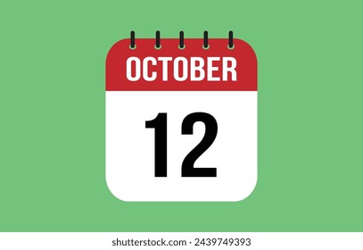 Calendario del 12 de octubre. Ilustración vectorial del calendario de octubre.